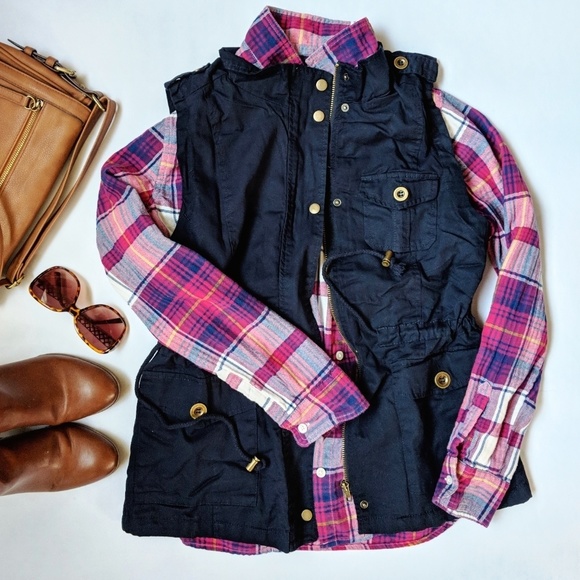 Jackets & Blazers - Large left- Navy blue utility vest